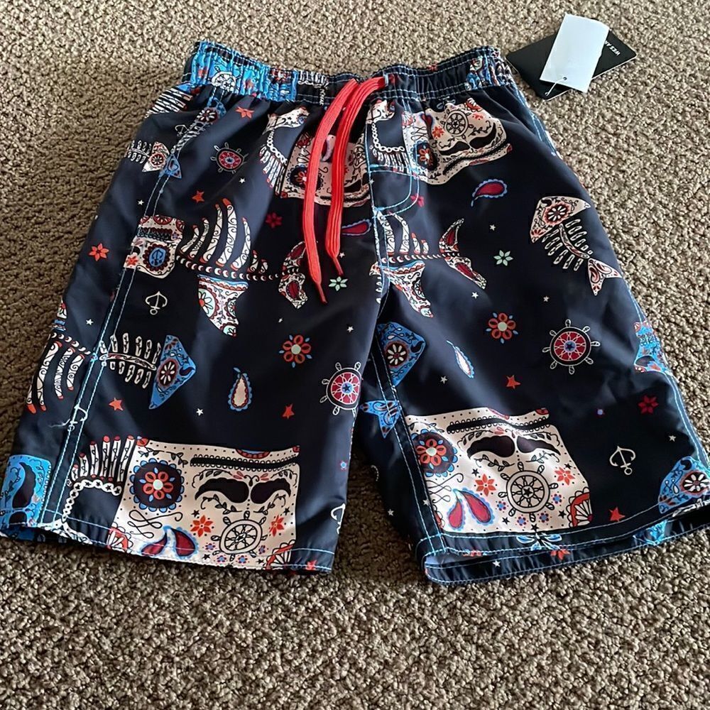 Wes And Willy Black Fishbone & Paisley Bathing Suit